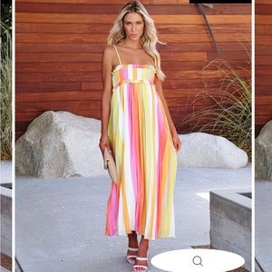 NEVER WORN PINK LIMONATA PLEATED MIDI DRESS